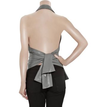 Chaleco de Piel Naked Gris para Mujeres con Cinturón