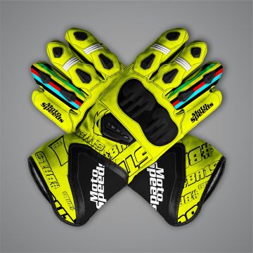 Alvaro Bautista Neon Gelbe Motorradhandschuhe SBK 2023
