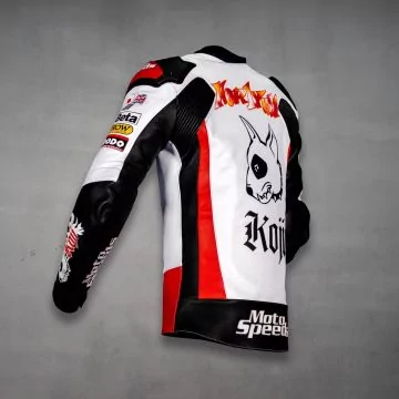drum-dyed cowhide leather racing jacket