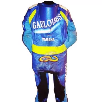 blå yamaha läder kostym