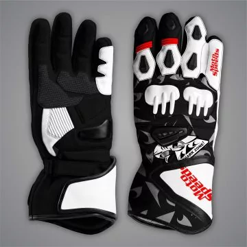Black and White Moto Gloves Pedro Acosta MotoGP 2025