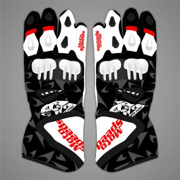 Pedro Acosta Black and White Moto Gloves MotoGP 2025