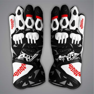Pedro Acosta Black and White Moto Gloves MotoGP 2025