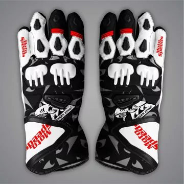 Pedro Acosta Black and White Moto Gloves MotoGP 2025