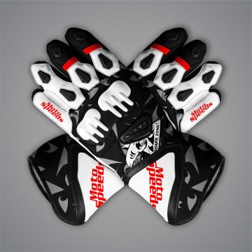Pedro Acosta Black and White Moto Gloves MotoGP 2025