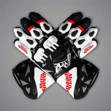 Pedro Acosta Black and White Moto Gloves MotoGP 2025