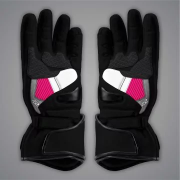 Pink and Black Motorcycle Gloves Alex Lowes SBK 2023 Palm View