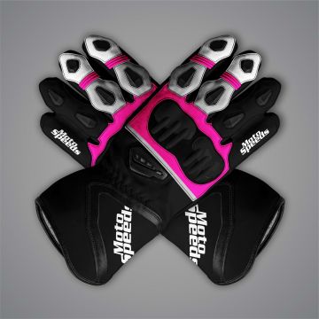Guantes de motocicleta rosas y negros Alex Lowes SBK 2023