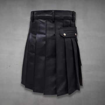 Pleated Leather Kilt for Men
