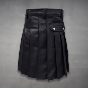 Pleated Leather Kilt for Men