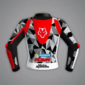 Blouson cuir camouflage test hivernal Pol Espargaro KTM, vue de dos