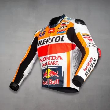 Espargaro 2021 racingjakke i kuskinn, sett fra venstre
