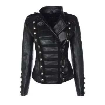 Veste en Cuir Blanche Femme Princess Noire