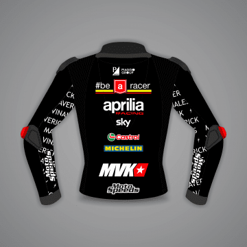 Maverick Viñales Red and Black Biker Jacket British GP 2024