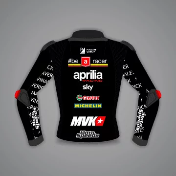 Maverick Viñales Red and Black Biker Jacket British GP 2024