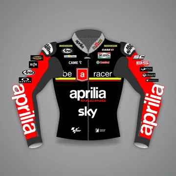 Maverick Viñales Red and Black Biker Jacket British GP 2024