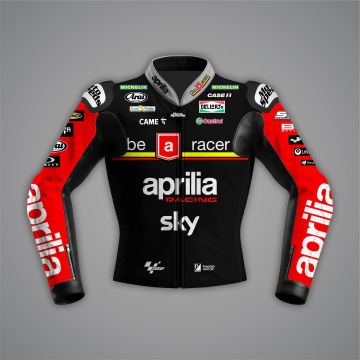 Maverick Viñales Red and Black Biker Jacket British GP 2024