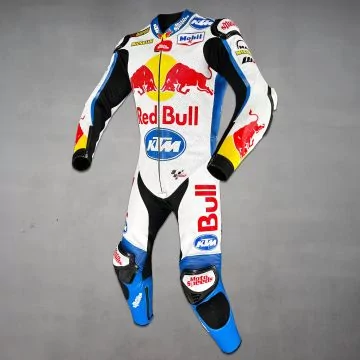 White cowhide replica race suit, left view