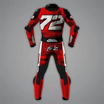 Combinaison de course rouge Bezzecchi Aprilia winter test, vue de dos