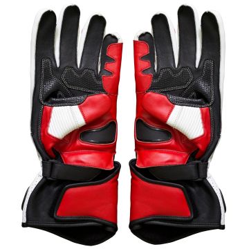 Rote und Weiße Motorradlederhandschuhe