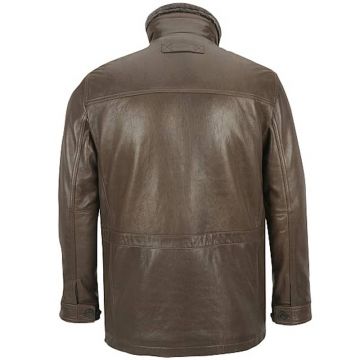 Jaqueta de Couro Rugged Lamb com 4 Bolsos e Gola de Lã Shearling