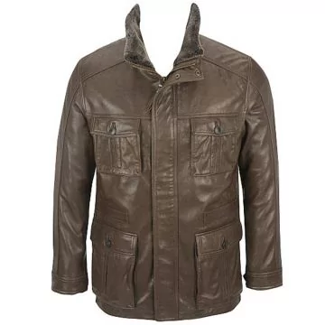 Veste en cuir pour hommes à 4 poches