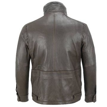 Giacca in pelle robusta con colletto in shearling