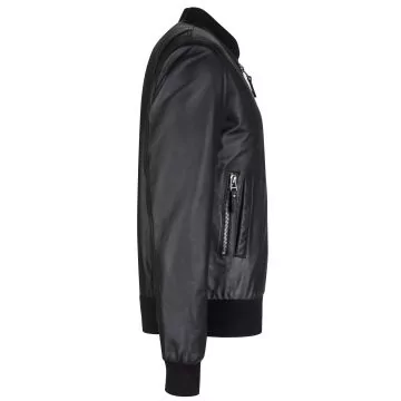 Black Leather Bomber Jacket