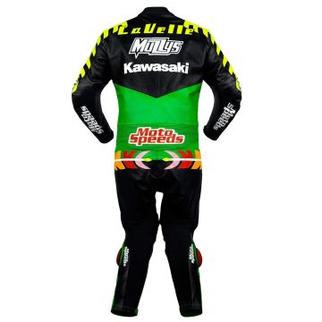 Scott Russell Komplettleder-Motorradanzug Kawasaki GP 1993