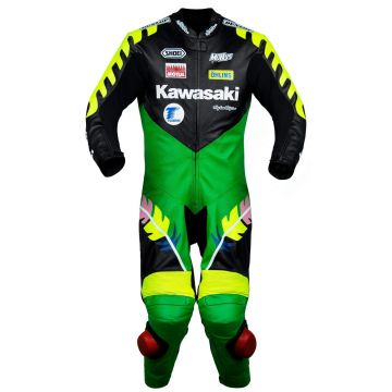 Scott Russell Komplettleder-Motorradanzug Kawasaki GP 1993