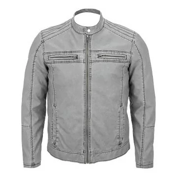 SALE Juemi 美品 リアル レザー ジャケット グレー スタイリッシュなグレーのレザージャケットを購入しよう！