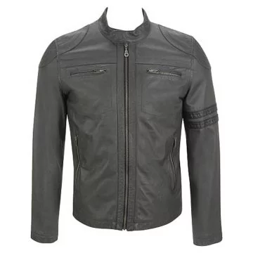 Semi Moto Stripes Leather Jacket