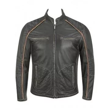 mens black leather biker jacket