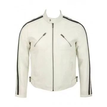 White Leather Jacket for Men