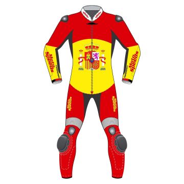 Spagna Bandiera Rotonda Pantaloni in Pelle per Moto