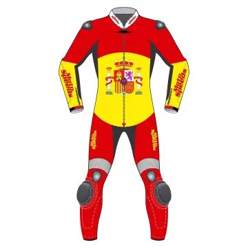 Spain Rounded Flag Riding Leathers Motorcycle
