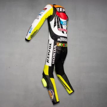 Rossi replica leather race suit, left side profile