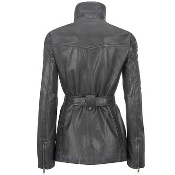 Manteau trench en cuir pour femmes ceinturé