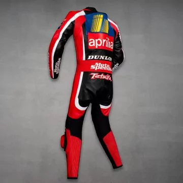 Tetsuya Harada Aprilia replica race suit, left side view