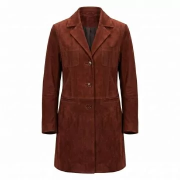 The Mummy Inspired Women’s Brown Leather Coat front view