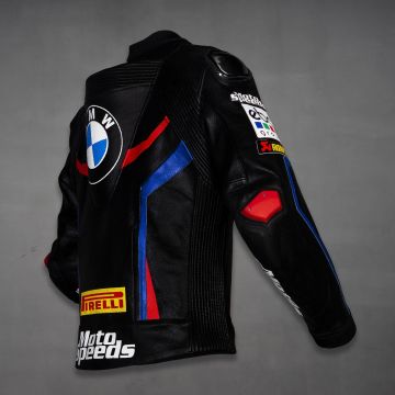 Schwarze Leder-Bikerjacke