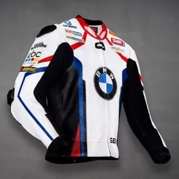 Vit läder MotoGP-jacka