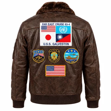 Top Gun Classic Aviator Leather Jacket back view