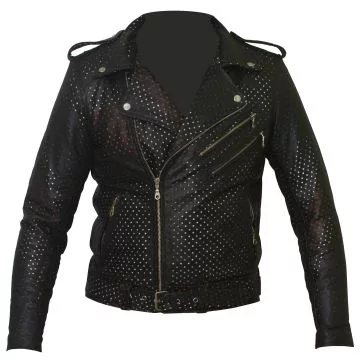 ジャケット・アウター Common divisor black leather jacket Union Jack perforated leather jacket - Men's biker | Shop