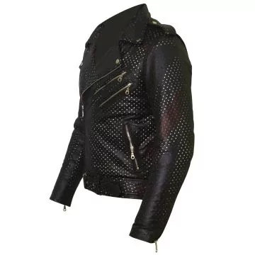 Union Jack perforated leather jacket - Men's biker | Shop