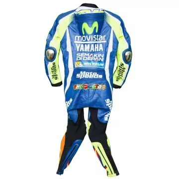 Combinaison de course Valentino Rossi Losail 2016, vue de dos avec bosse aérodynamique