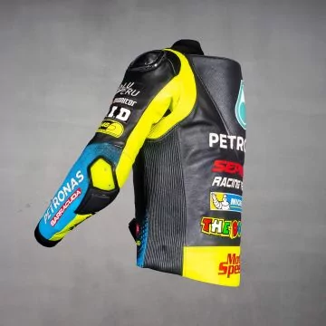 Jaqueta de corrida de couro bovino Rossi Yamaha 2021, vista lateral esquerda