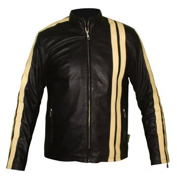 Vertical Stripe Leather Jacket