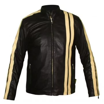 Vertical Stripe Leather Jacket