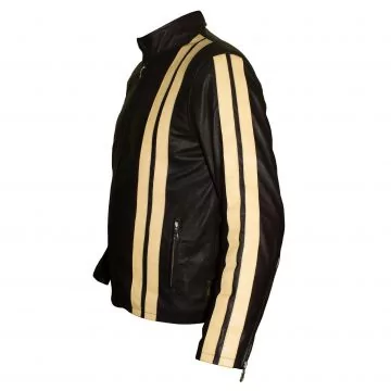 Vertical Stripe Leather Jacket